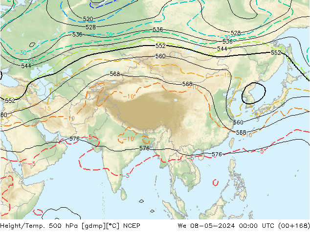 Height/Temp. 500 hPa NCEP  08.05.2024 00 UTC