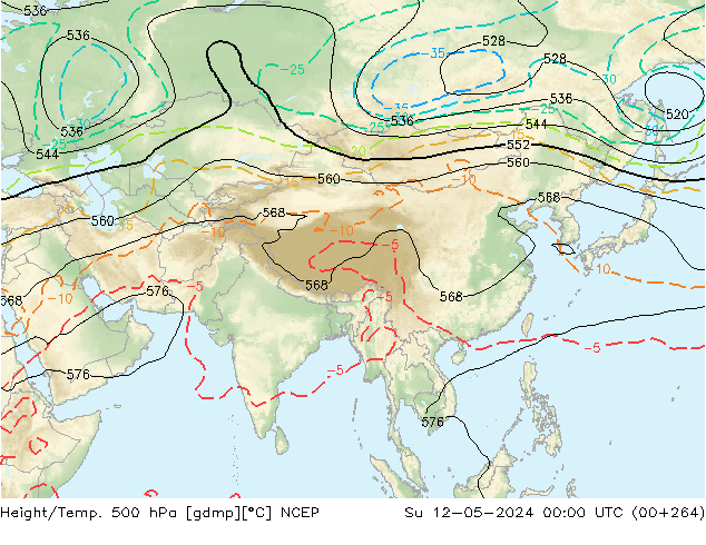 Height/Temp. 500 hPa NCEP Dom 12.05.2024 00 UTC