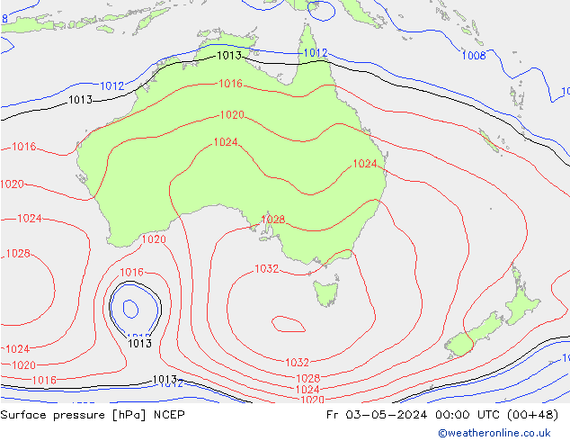 pressão do solo NCEP Sex 03.05.2024 00 UTC