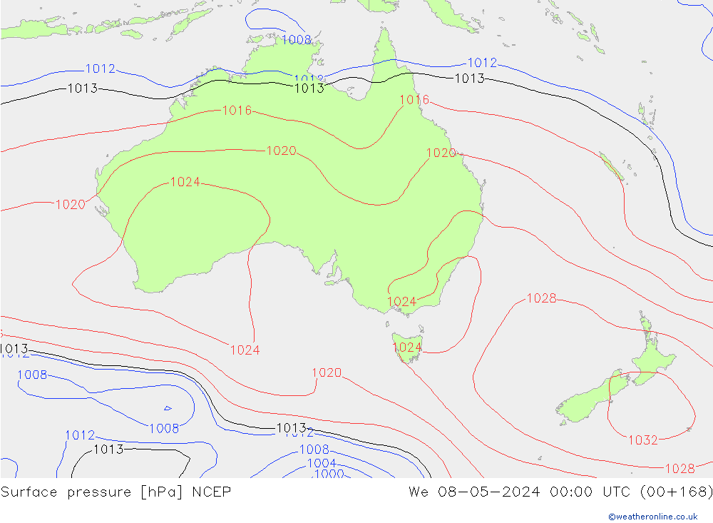 pressão do solo NCEP Qua 08.05.2024 00 UTC