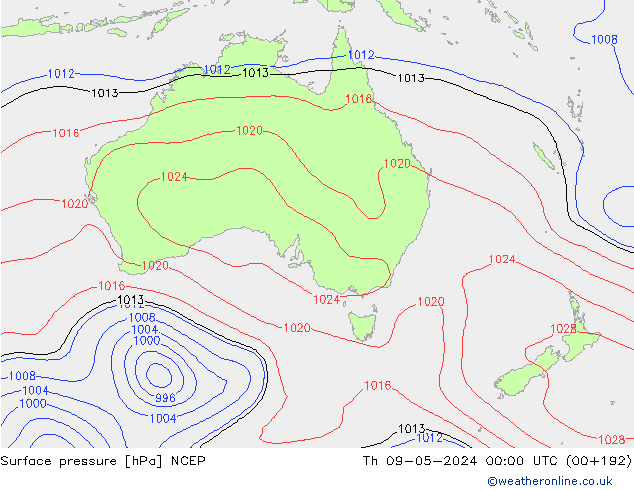 приземное давление NCEP чт 09.05.2024 00 UTC