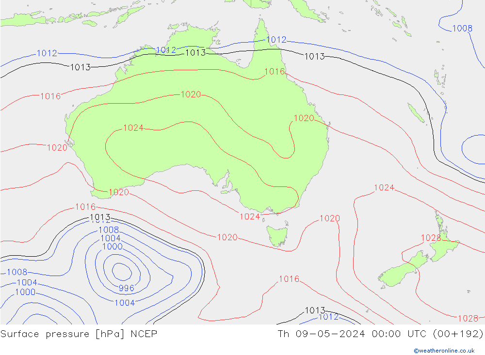 Yer basıncı NCEP Per 09.05.2024 00 UTC