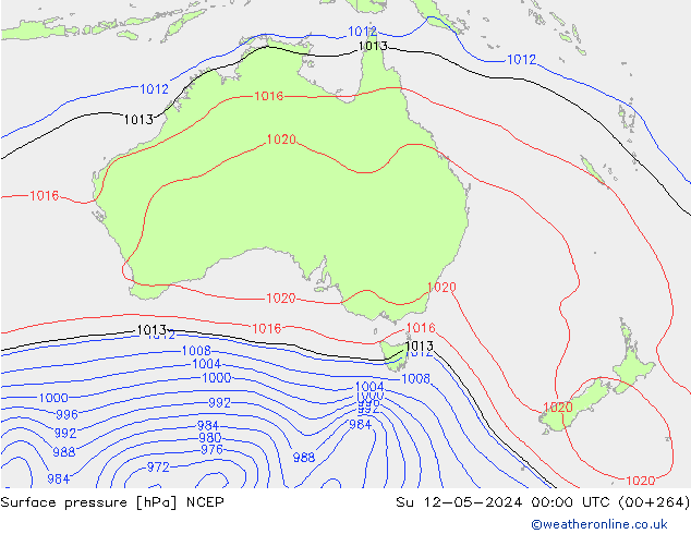 Surface pressure NCEP Su 12.05.2024 00 UTC