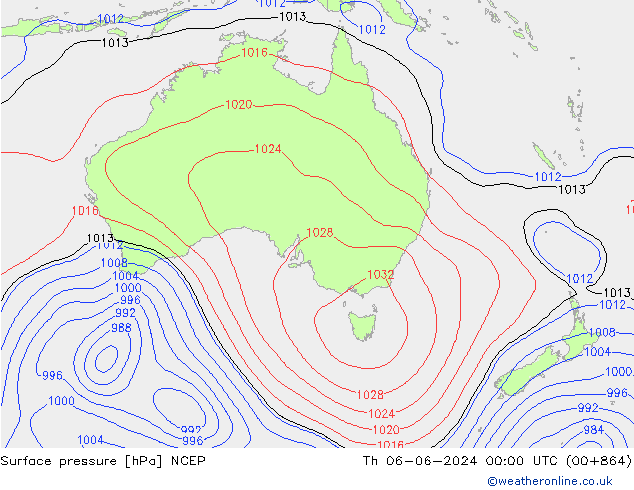 pressão do solo NCEP Qui 06.06.2024 00 UTC