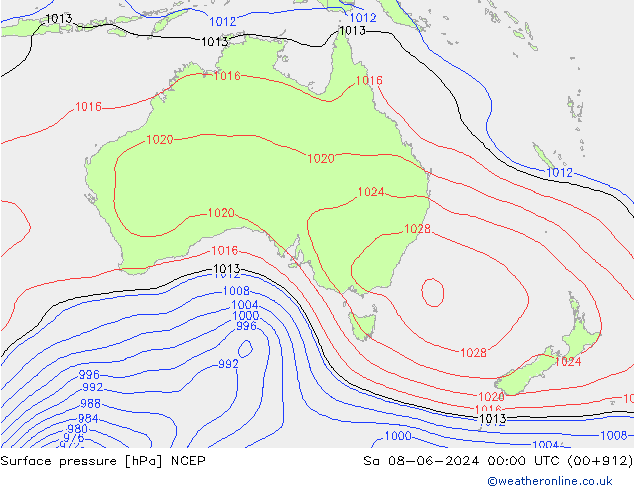 Atmosférický tlak NCEP So 08.06.2024 00 UTC