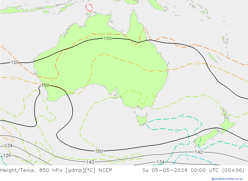 Height/Temp. 850 hPa NCEP Su 05.05.2024 00 UTC