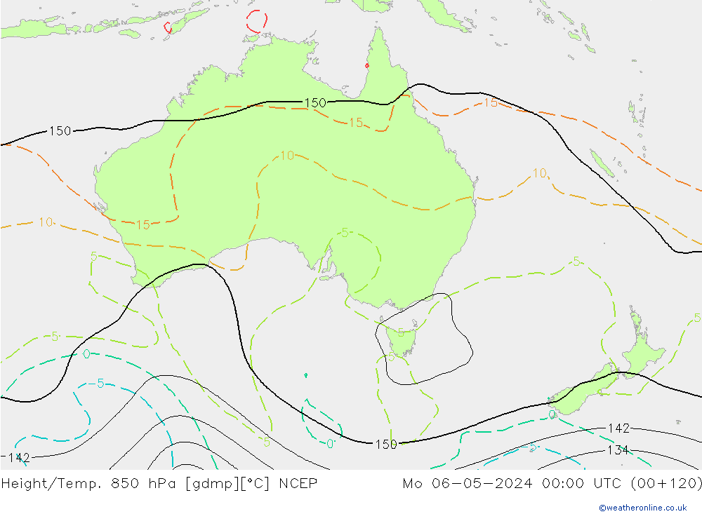 Géop./Temp. 850 hPa NCEP lun 06.05.2024 00 UTC