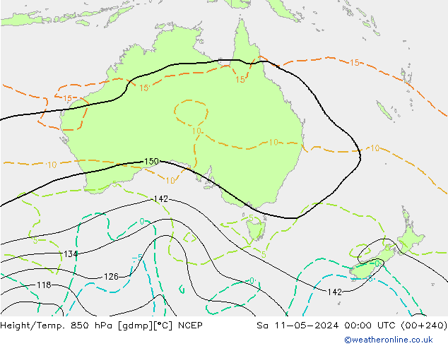 Height/Temp. 850 hPa NCEP Sáb 11.05.2024 00 UTC