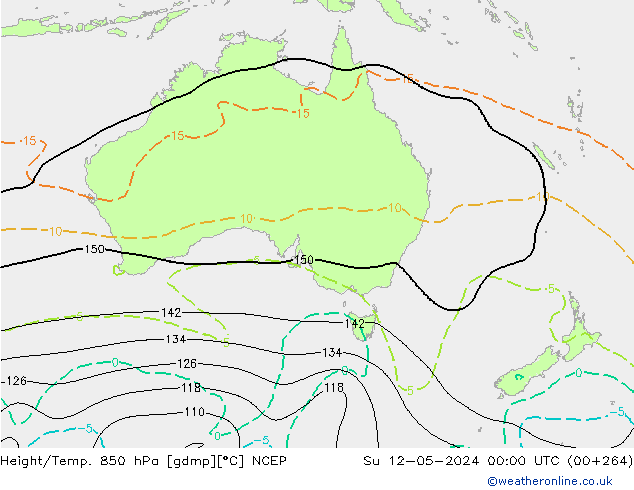 Height/Temp. 850 hPa NCEP Su 12.05.2024 00 UTC