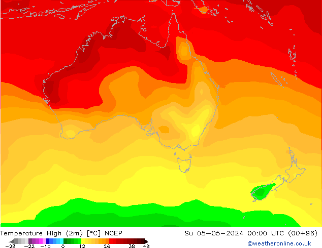 Temperatura máx. (2m) NCEP dom 05.05.2024 00 UTC