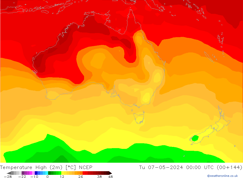 Temperatura máx. (2m) NCEP mar 07.05.2024 00 UTC