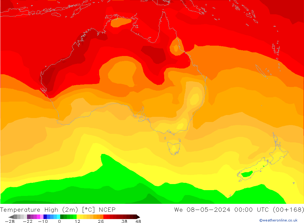 Temperature High (2m) NCEP We 08.05.2024 00 UTC