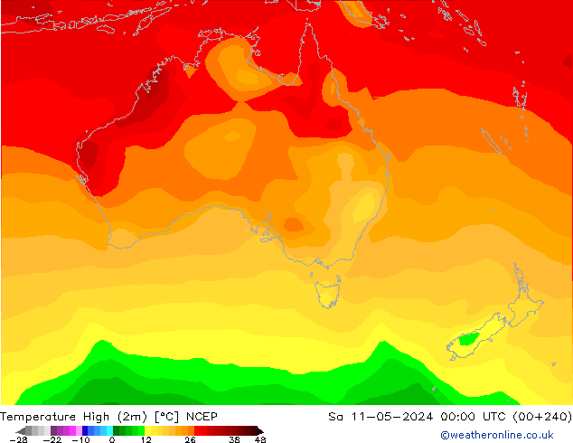 Temperature High (2m) NCEP Sa 11.05.2024 00 UTC