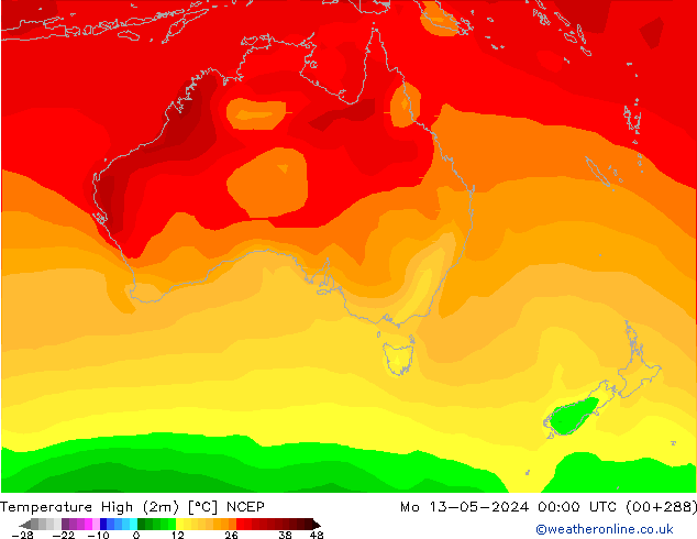 Temperatura máx. (2m) NCEP lun 13.05.2024 00 UTC