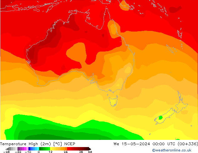 Temperature High (2m) NCEP We 15.05.2024 00 UTC