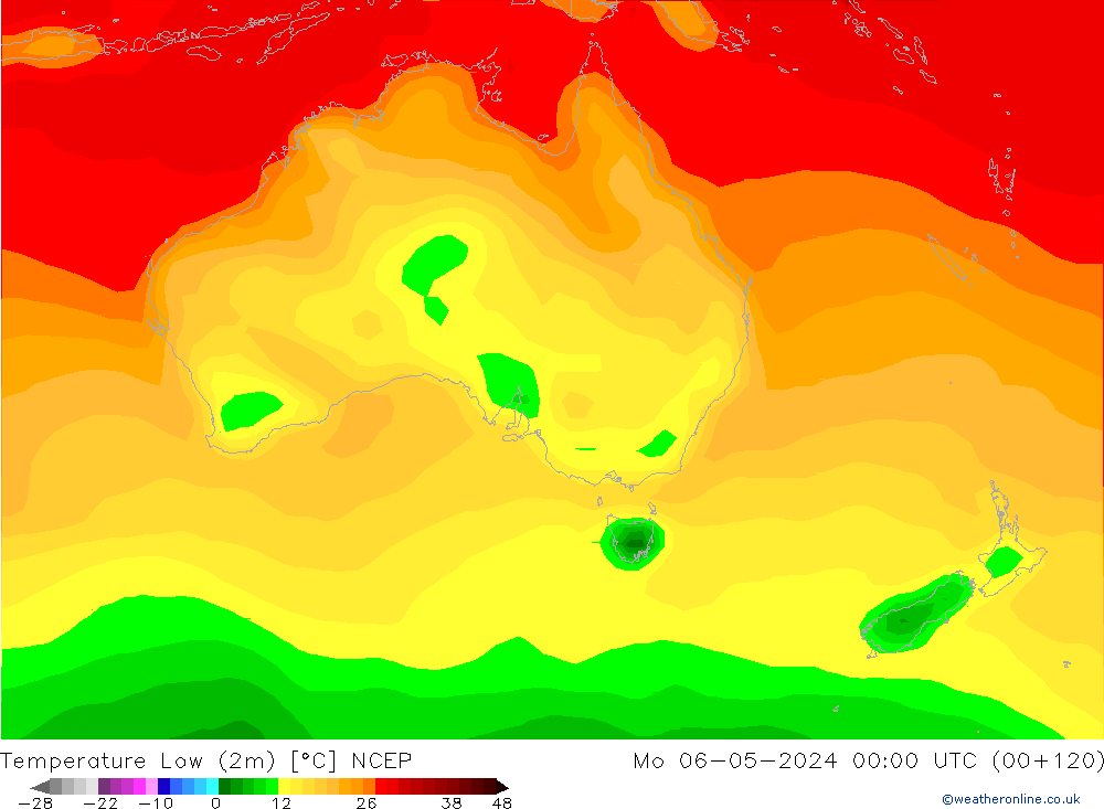 Temperature Low (2m) NCEP Mo 06.05.2024 00 UTC