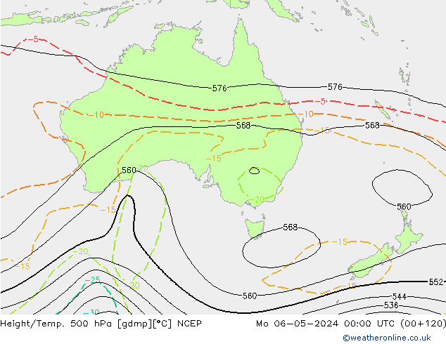 Geop./Temp. 500 hPa NCEP lun 06.05.2024 00 UTC