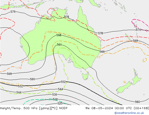Géop./Temp. 500 hPa NCEP mer 08.05.2024 00 UTC