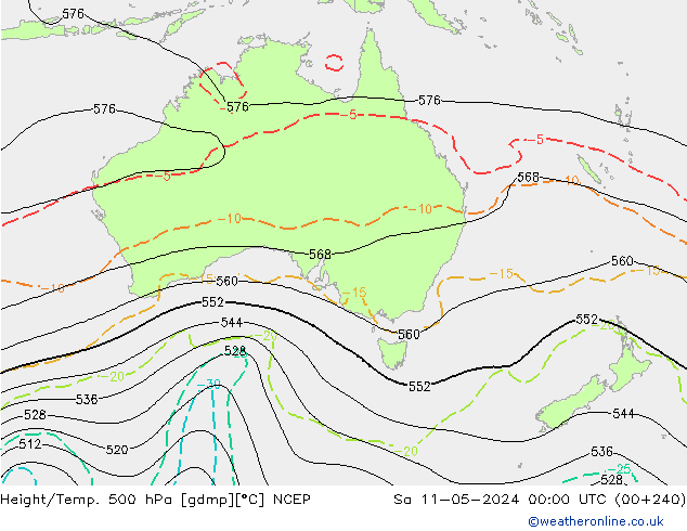 Hoogte/Temp. 500 hPa NCEP za 11.05.2024 00 UTC