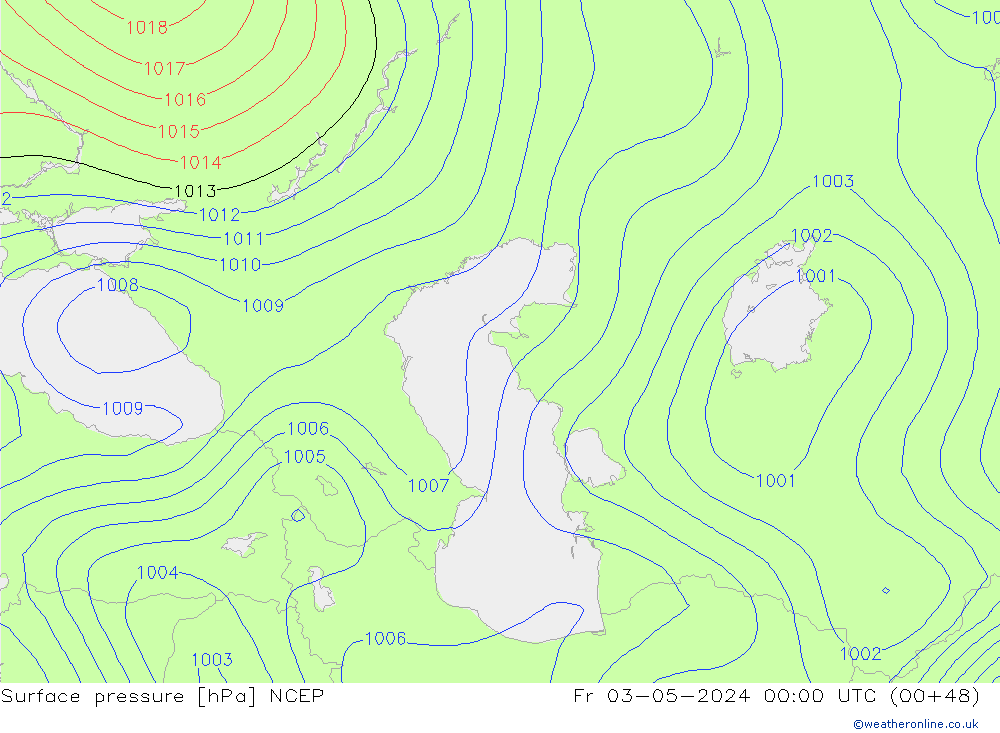 Bodendruck NCEP Fr 03.05.2024 00 UTC