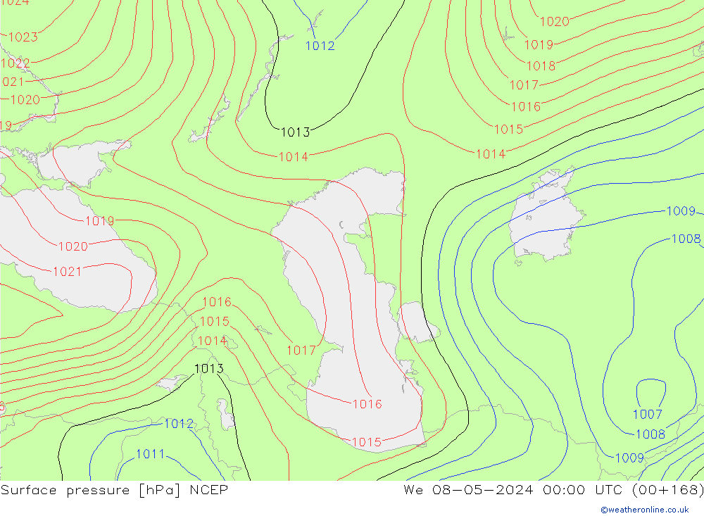 Atmosférický tlak NCEP St 08.05.2024 00 UTC