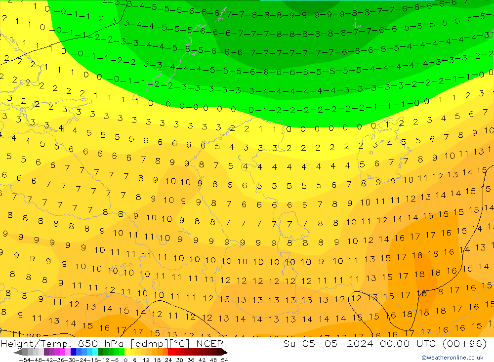 Height/Temp. 850 hPa NCEP  05.05.2024 00 UTC