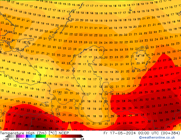 Temperature High (2m) NCEP Fr 17.05.2024 00 UTC