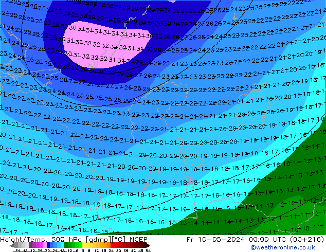 Height/Temp. 500 hPa NCEP Fr 10.05.2024 00 UTC