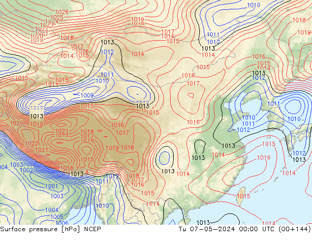 地面气压 NCEP 星期二 07.05.2024 00 UTC