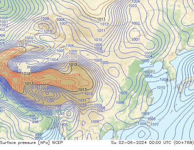 地面气压 NCEP 星期日 02.06.2024 00 UTC