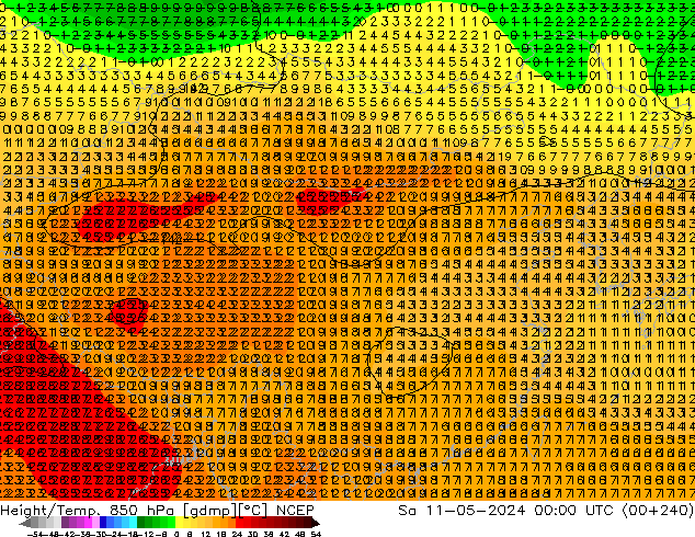 Height/Temp. 850 hPa NCEP 星期六 11.05.2024 00 UTC