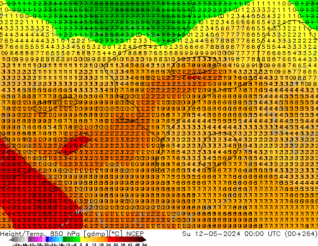 Height/Temp. 850 hPa NCEP 星期日 12.05.2024 00 UTC