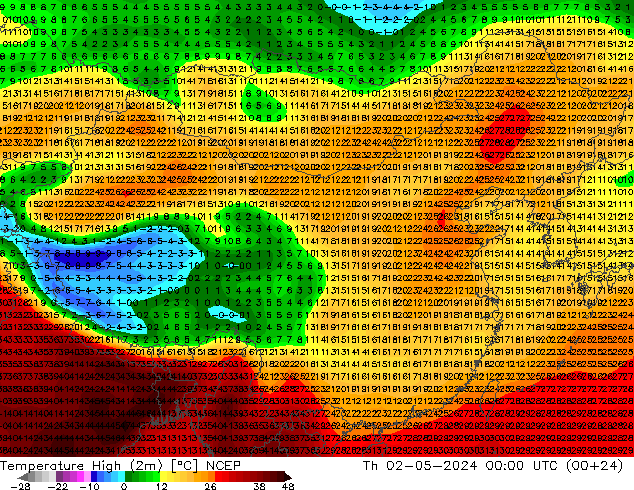 Temperatura máx. (2m) NCEP jue 02.05.2024 00 UTC