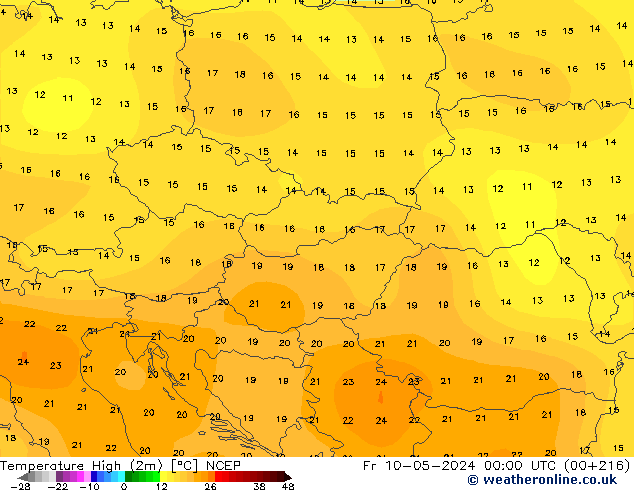 Temperature High (2m) NCEP Fr 10.05.2024 00 UTC