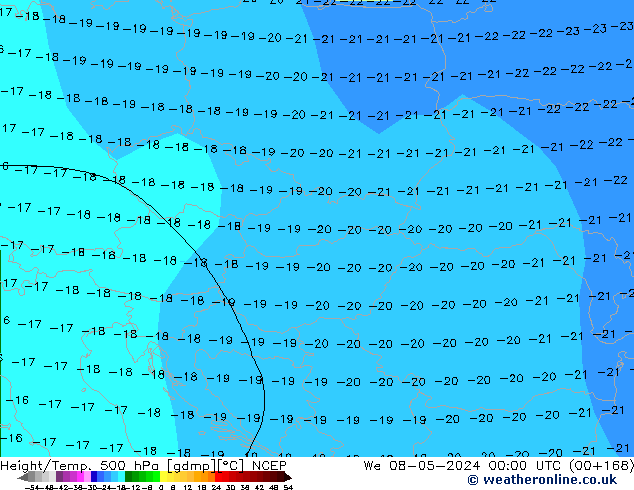 Height/Temp. 500 hPa NCEP śro. 08.05.2024 00 UTC