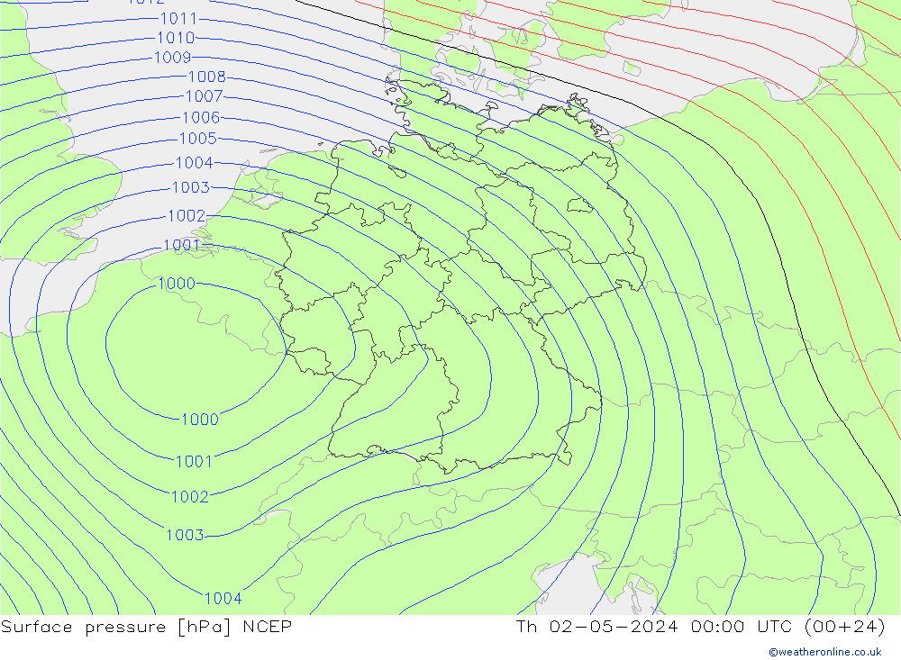 地面气压 NCEP 星期四 02.05.2024 00 UTC