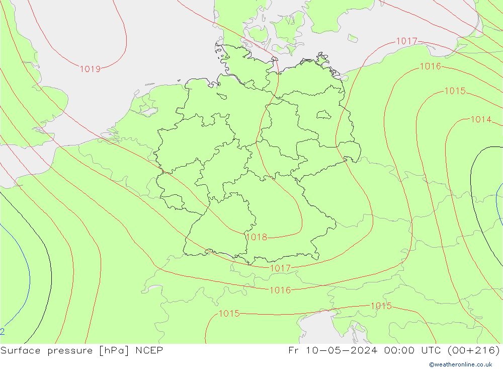 ciśnienie NCEP pt. 10.05.2024 00 UTC