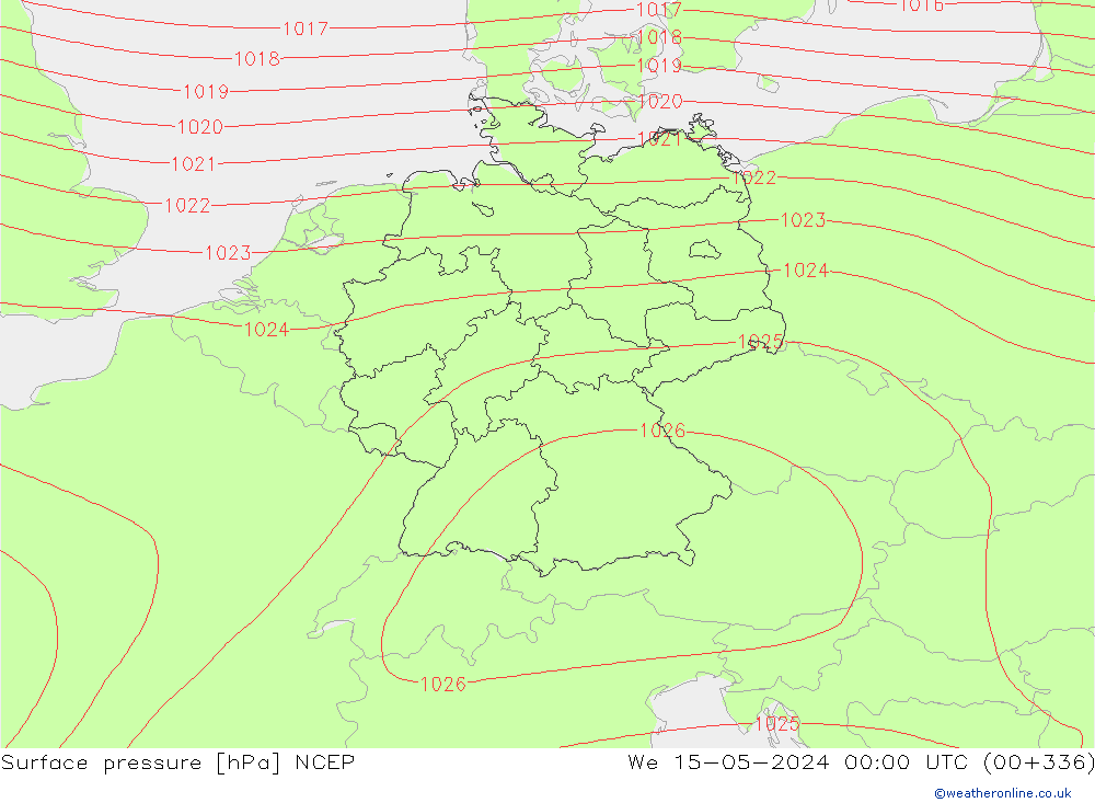 Surface pressure NCEP We 15.05.2024 00 UTC