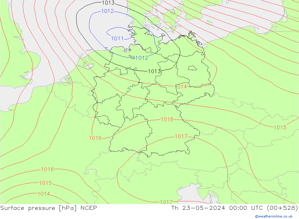 Surface pressure NCEP Th 23.05.2024 00 UTC