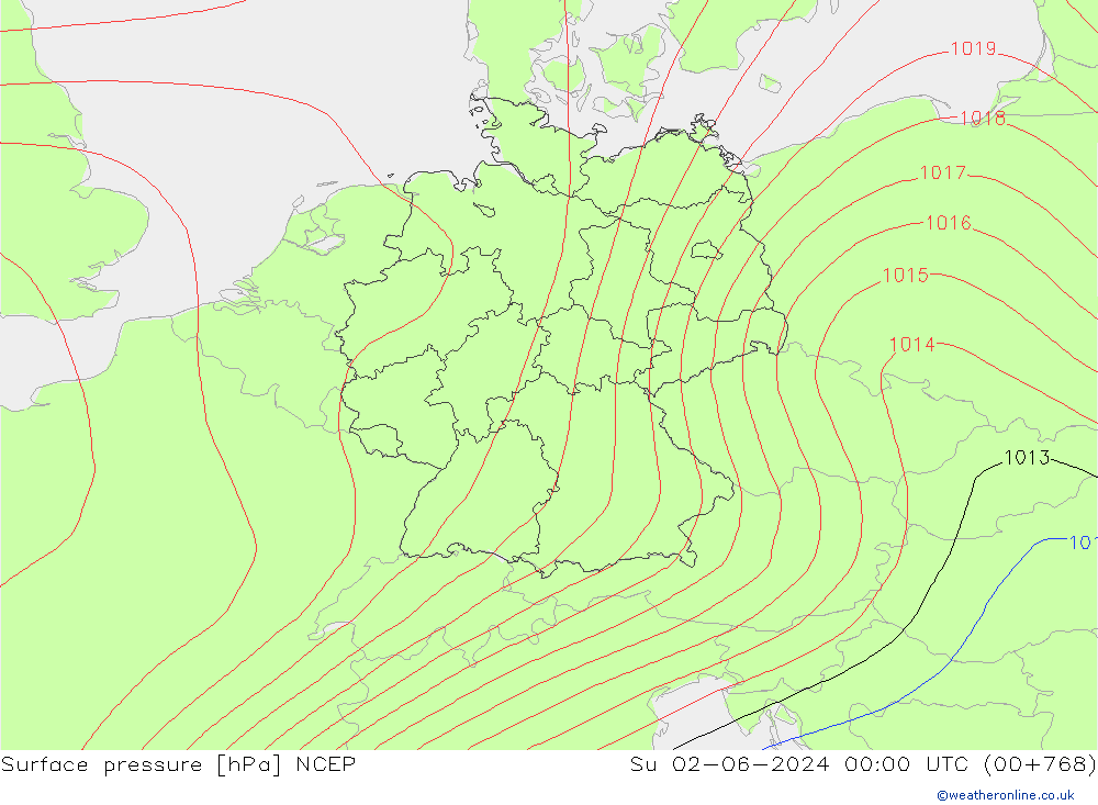 pression de l'air NCEP dim 02.06.2024 00 UTC