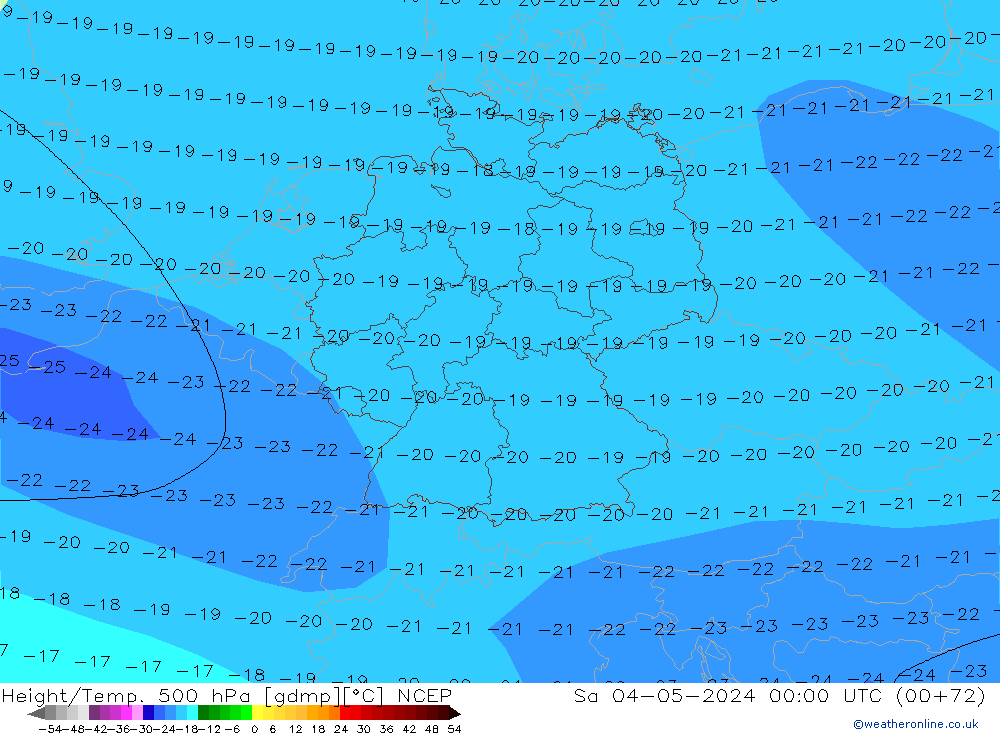 Géop./Temp. 500 hPa NCEP sam 04.05.2024 00 UTC