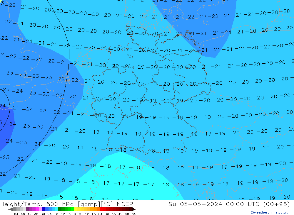 Géop./Temp. 500 hPa NCEP dim 05.05.2024 00 UTC