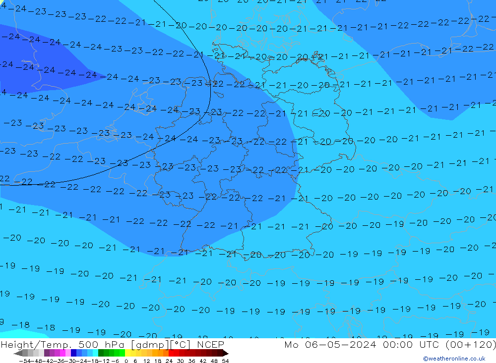 Height/Temp. 500 hPa NCEP 星期一 06.05.2024 00 UTC