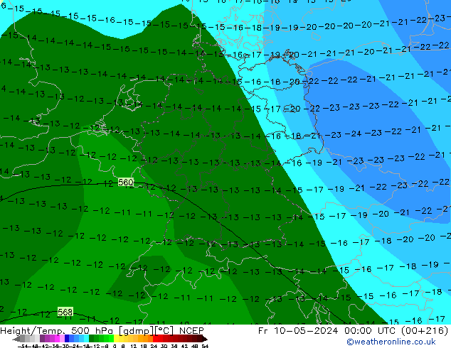 Height/Temp. 500 hPa NCEP Fr 10.05.2024 00 UTC