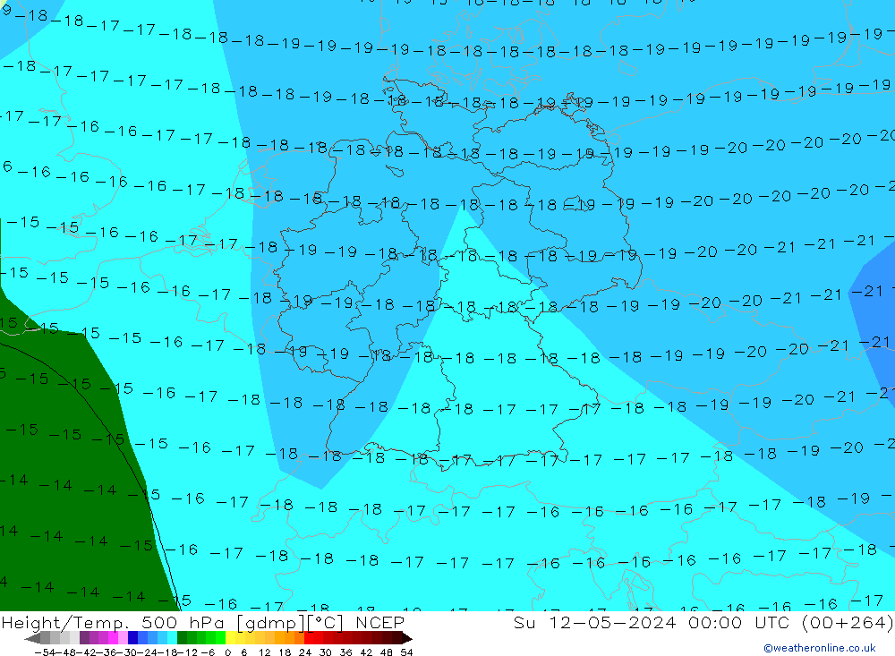 Height/Temp. 500 hPa NCEP Su 12.05.2024 00 UTC