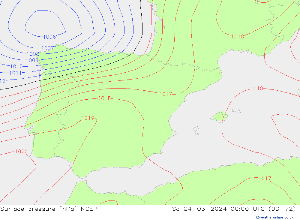 Pressione al suolo NCEP sab 04.05.2024 00 UTC