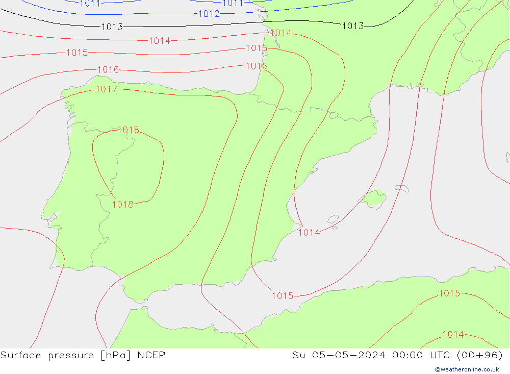 Bodendruck NCEP So 05.05.2024 00 UTC