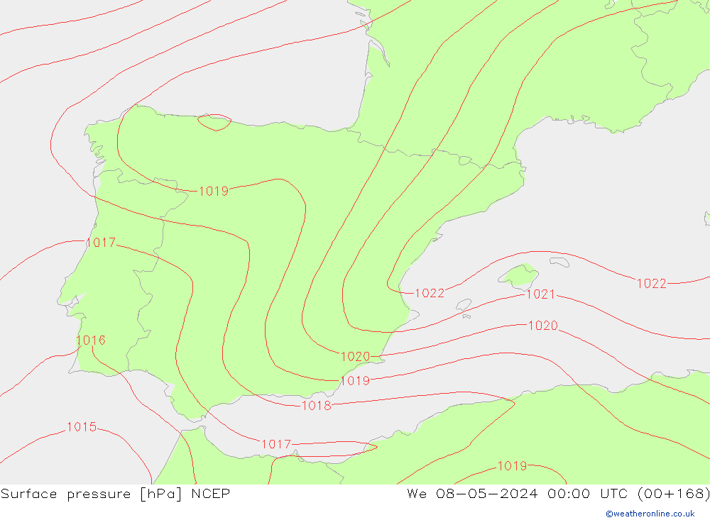 Yer basıncı NCEP Çar 08.05.2024 00 UTC