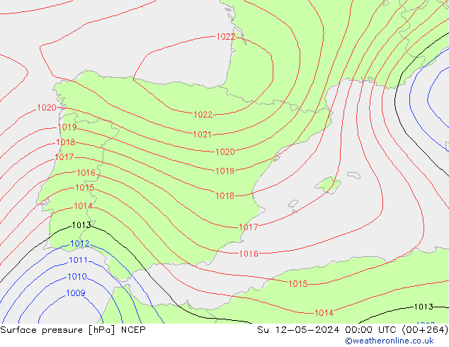 Pressione al suolo NCEP dom 12.05.2024 00 UTC