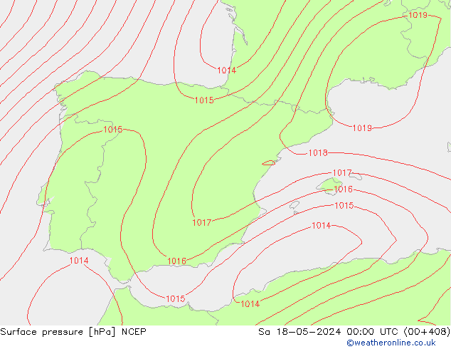 Surface pressure NCEP Sa 18.05.2024 00 UTC
